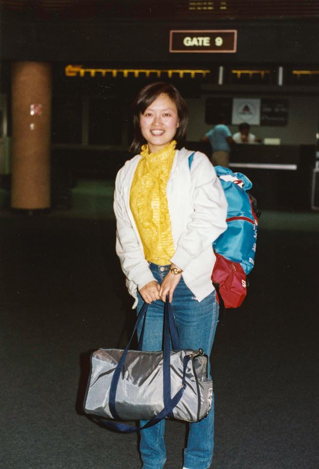 Lily Tang Williams at Austin airport in 1988